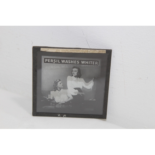 571 - THREE VINTAGE ADVERTISING GLASS PLATES, INC CINEMATOGRAPHY FOR LYSTLITE WITH BARBARA BRITTON IN PARA... 