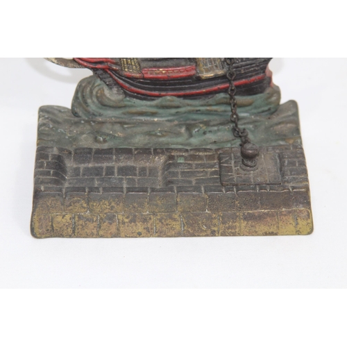 575 - VINTAGE PAINTED CAST DESK INKWELL