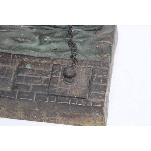 575 - VINTAGE PAINTED CAST DESK INKWELL