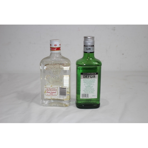 639 - HALF BOTTLE OF SMIRNOFF VODKA AND SMALL BOTTLE OF GIN