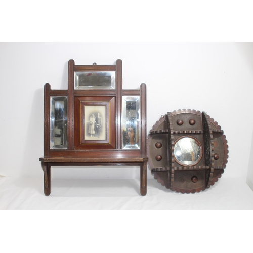 473 - TWO ANTIQUE MIRRORED WALL SHELVES
58 x 44cm