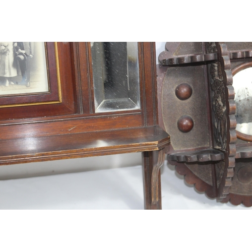 473 - TWO ANTIQUE MIRRORED WALL SHELVES
58 x 44cm