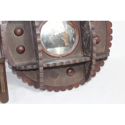 473 - TWO ANTIQUE MIRRORED WALL SHELVES
58 x 44cm