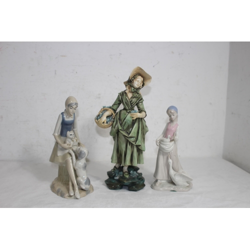 164 - ROYAL DUX STYLE FIGURE AND TWO OTHERS 
30CM