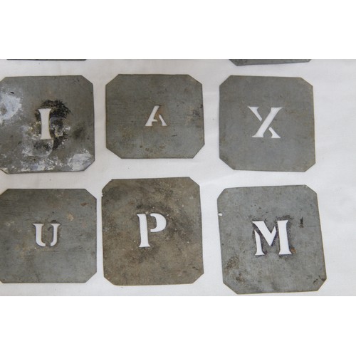 716 - QUANTITY OF ANTIQUE METAL STENCIL LETTERS