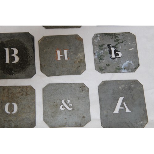 716 - QUANTITY OF ANTIQUE METAL STENCIL LETTERS