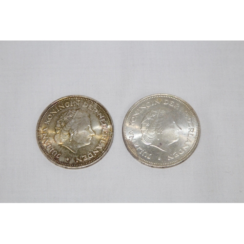 799 - TWO QUEEN JULIANA COMMEMORATIVE COINS