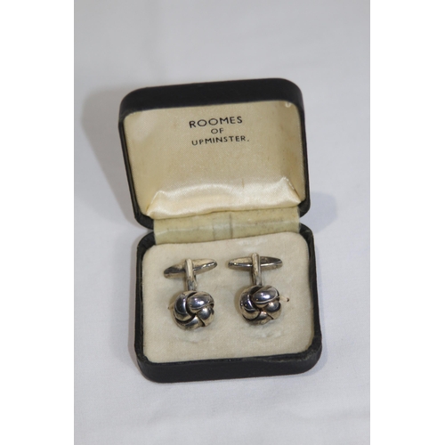 832 - PAIR OF VINTAGE BOXED SILVER CUFFLINKS