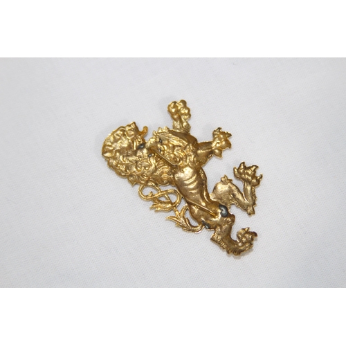 835 - VINTAGE SCOTTISH SWORD BROOCH, KUKRI BROOCH AND A LION