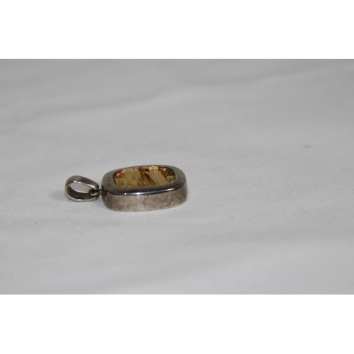 836 - SCANDINAVIAN SILVER PENDANT WITH 24CT GOLD INLAY