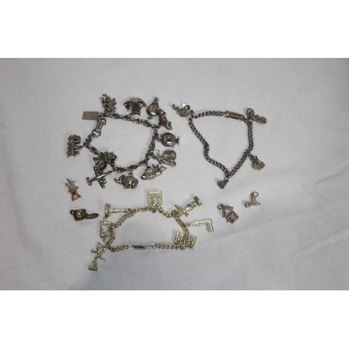 837 - QUANTITY OF CHARM BRACELETS WITH EXTRA CHARMS