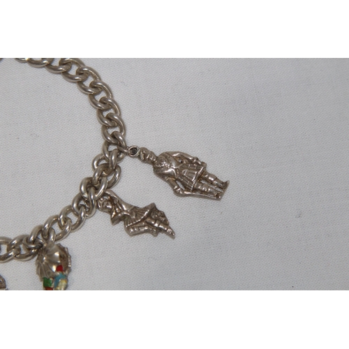 846 - SILVER CHARM BRACELET INCLUDING SPARE CHARMS - 43G
