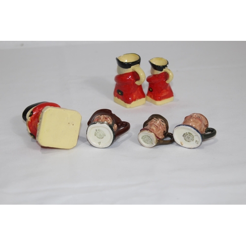 165 - QUANTITY OF MINIATURE TOBY JUGS MOSTLY ROYAL DOULTON
6cm