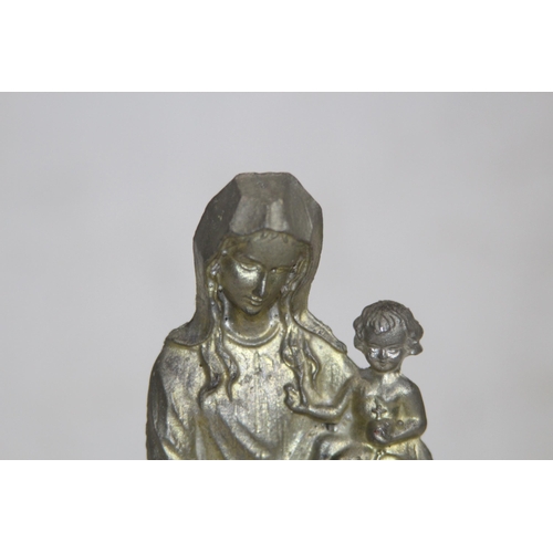 276 - HEAVY CAST FIGURINE OF MADONNA AND CHILD 
18CM