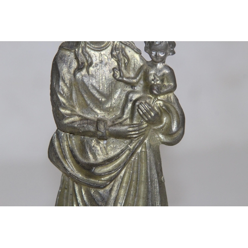 276 - HEAVY CAST FIGURINE OF MADONNA AND CHILD 
18CM