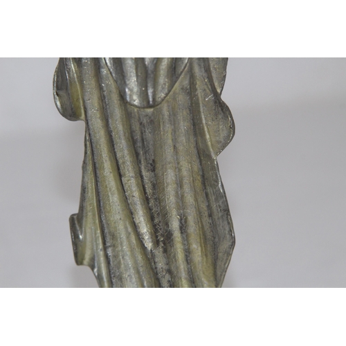 276 - HEAVY CAST FIGURINE OF MADONNA AND CHILD 
18CM