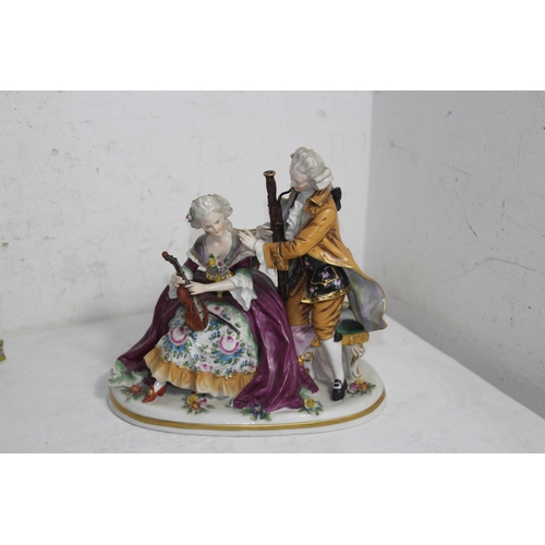 644 - ANTIQUE PORCELAIN MAN AND WOMEN FIGURE 
24 X 22CM