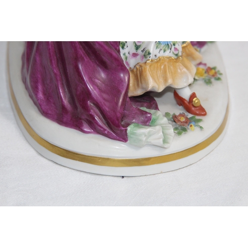 644 - ANTIQUE PORCELAIN MAN AND WOMEN FIGURE 
24 X 22CM