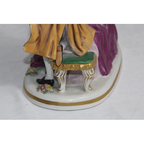 644 - ANTIQUE PORCELAIN MAN AND WOMEN FIGURE 
24 X 22CM