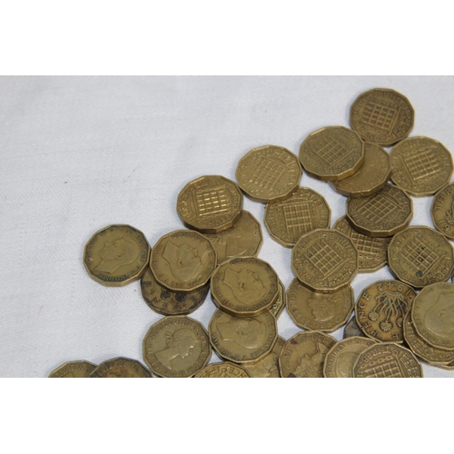 806 - QUANTITY OF VINTAGE THREE PENNY PIECES