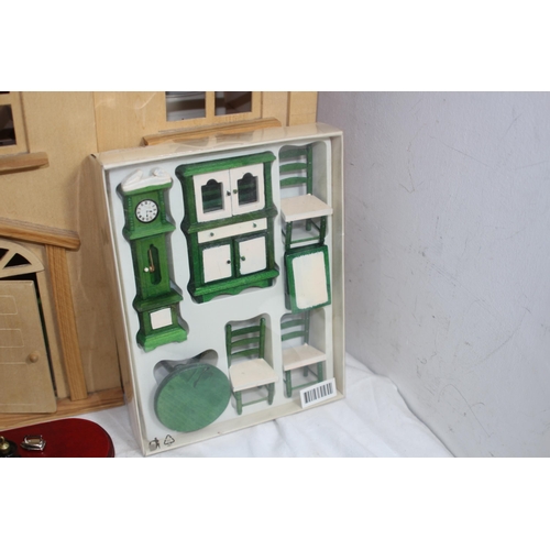 517 - WOODEN DOLLS HOUSE AND FURNITURE
60 X 25 X 69CM