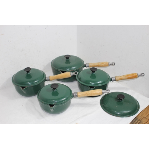 316 - QUANTITY OF GREEN LE CRESUET STYLE PANS x4
