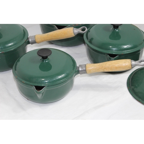 316 - QUANTITY OF GREEN LE CRESUET STYLE PANS x4