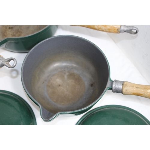 316 - QUANTITY OF GREEN LE CRESUET STYLE PANS x4