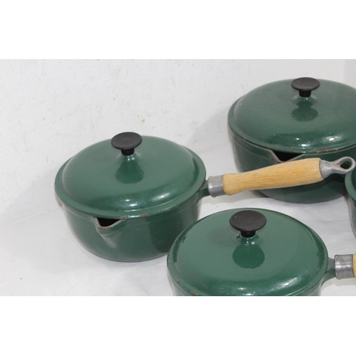 316 - QUANTITY OF GREEN LE CRESUET STYLE PANS x4