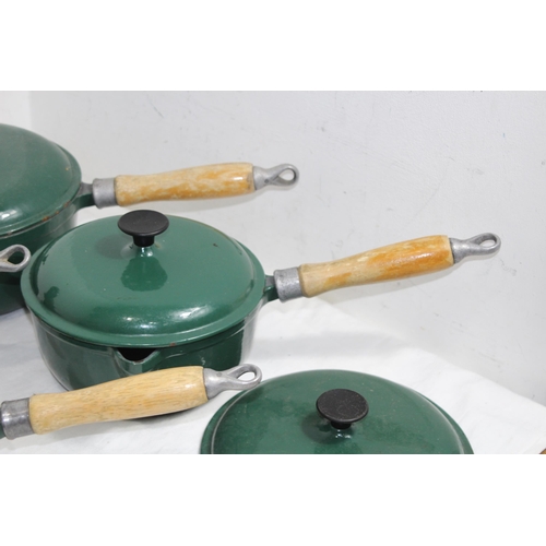 316 - QUANTITY OF GREEN LE CRESUET STYLE PANS x4