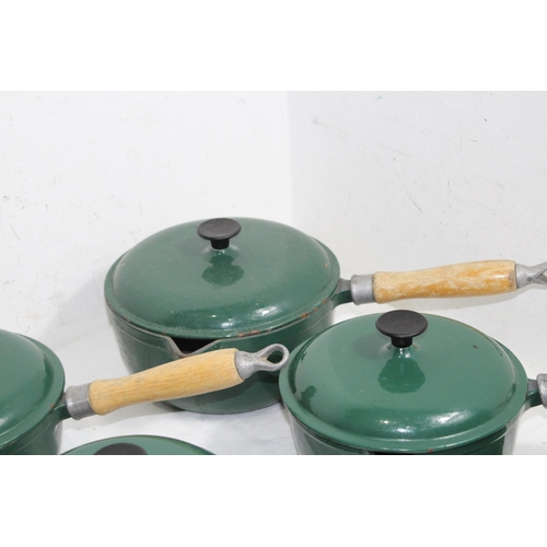 316 - QUANTITY OF GREEN LE CRESUET STYLE PANS x4