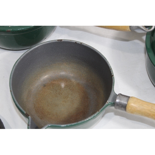 316 - QUANTITY OF GREEN LE CRESUET STYLE PANS x4
