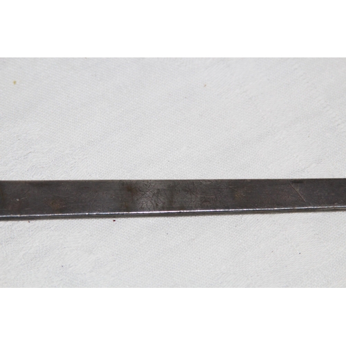 889 - LARGE CRESTED, GEORGIAN SILVER MEAT SKEWER, LONDON 1772, 111 GRAMS