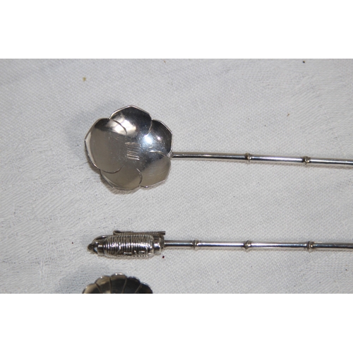 890 - SET OF 6 JAPANESE STERLING SILVER SPOONS WITH VARIED FINIALS, 44.6 GRAMS