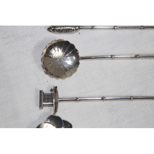 890 - SET OF 6 JAPANESE STERLING SILVER SPOONS WITH VARIED FINIALS, 44.6 GRAMS