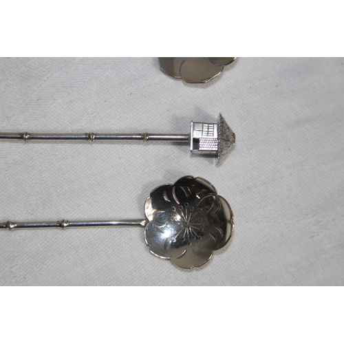 890 - SET OF 6 JAPANESE STERLING SILVER SPOONS WITH VARIED FINIALS, 44.6 GRAMS