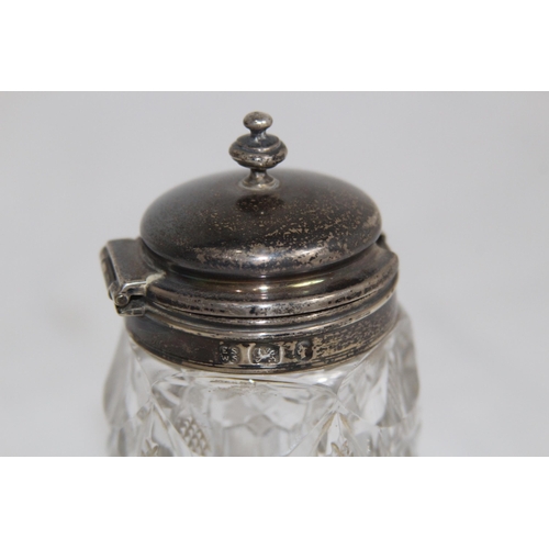 894 - 19TH CENTURY SILVER TOPPED MUSTARD POT, SHEFFIELD