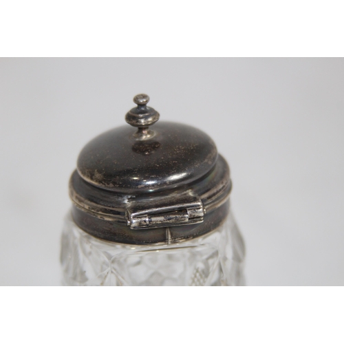 894 - 19TH CENTURY SILVER TOPPED MUSTARD POT, SHEFFIELD