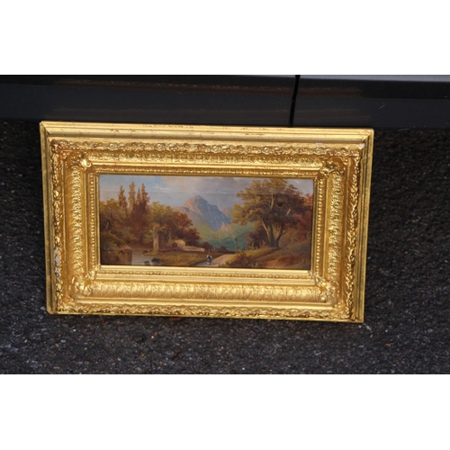 88 - ANTIQUE CONTINENTAL SCHOOL RURAL SCENE OIL PAINTING ON CANVAS, IN AN ORNATELY GILT WOOD FRAME
45 X 3... 