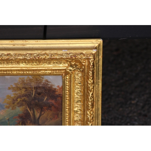 88 - ANTIQUE CONTINENTAL SCHOOL RURAL SCENE OIL PAINTING ON CANVAS, IN AN ORNATELY GILT WOOD FRAME
45 X 3... 