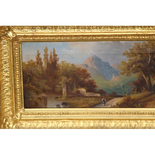 88 - ANTIQUE CONTINENTAL SCHOOL RURAL SCENE OIL PAINTING ON CANVAS, IN AN ORNATELY GILT WOOD FRAME
45 X 3... 