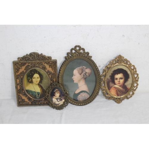 91 - SELECTION OF MINIATURE PORTRAIT PICTURES x4