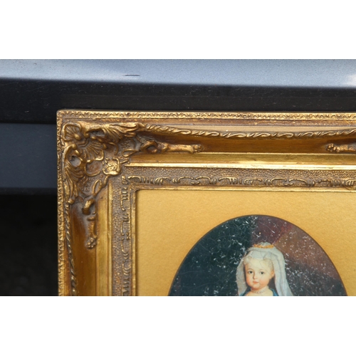 92 - ORNATELY FRAMED PORTRAIT OF A GIRL HOLDING FLOWERS
36 X 31CM