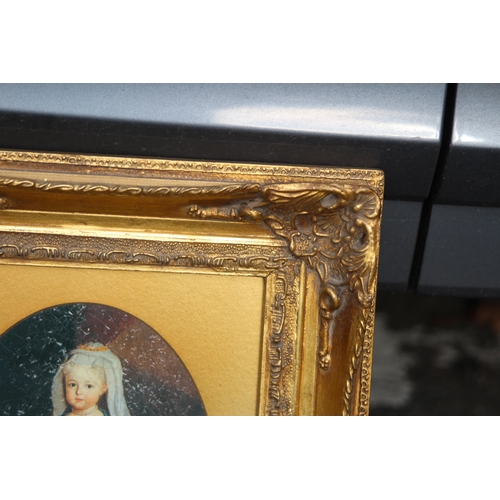 92 - ORNATELY FRAMED PORTRAIT OF A GIRL HOLDING FLOWERS
36 X 31CM