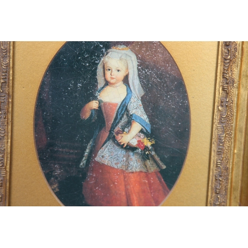 92 - ORNATELY FRAMED PORTRAIT OF A GIRL HOLDING FLOWERS
36 X 31CM