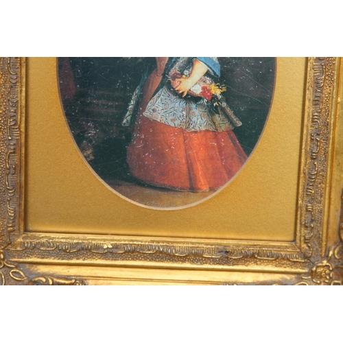 92 - ORNATELY FRAMED PORTRAIT OF A GIRL HOLDING FLOWERS
36 X 31CM
