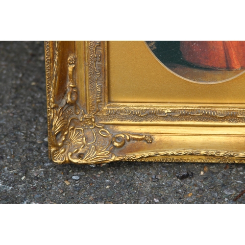 92 - ORNATELY FRAMED PORTRAIT OF A GIRL HOLDING FLOWERS
36 X 31CM