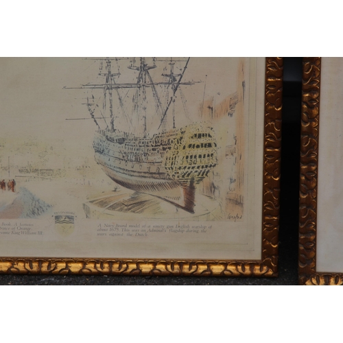 103 - VINTAGE NAVAL PRINT PLUS ONE OTHER 
69 X 90CM