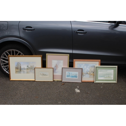 116 - QUANTITY OF WATERCOLOURS x6 
64 X 48CM