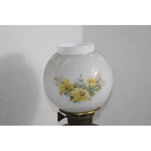 148 - VINTAGE OIL LAMP AND SHADE 
48CM
